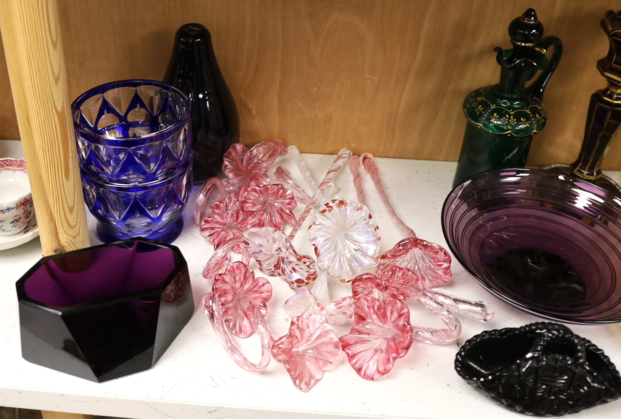 A collection of mixed 19th and 20th century coloured glass
